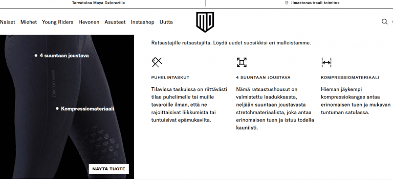 Maya Delorez website, sample of the translation
