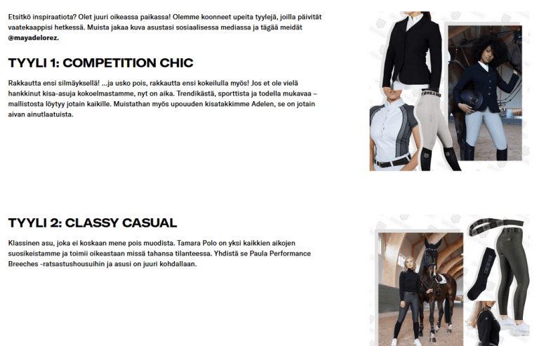 Ote vaatemerkin verkkosivuston käännöksestä