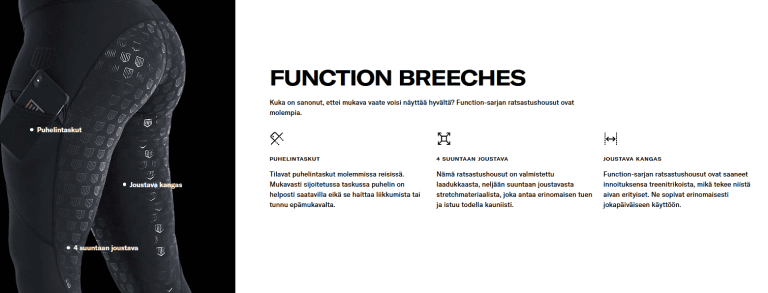 Ote tuotetekstien käännöksestä urheiluvaatemerkille