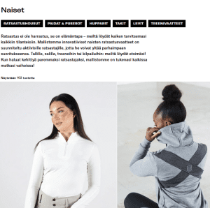 Finnish website and e-commerce translation for a Swedish sports fashion brand
