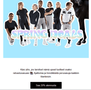 Sample of a Finnish transcreation of newsletters for a sport fashion brand